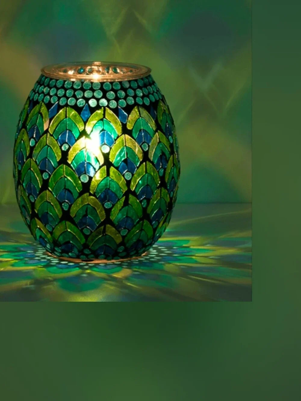 Flaunt Your Feathers Glass Mosaic Wax Warmer • Retired BNIB